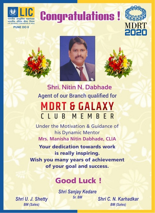 Qualified for MDRT & Galaxy Club Membership